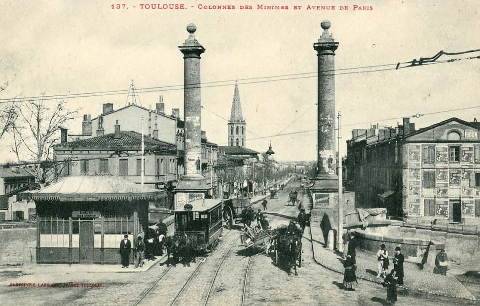 Toulouse : la porte des Minimes et ses colonnes à l'époque de la jeunesse d'Abellio (1914)